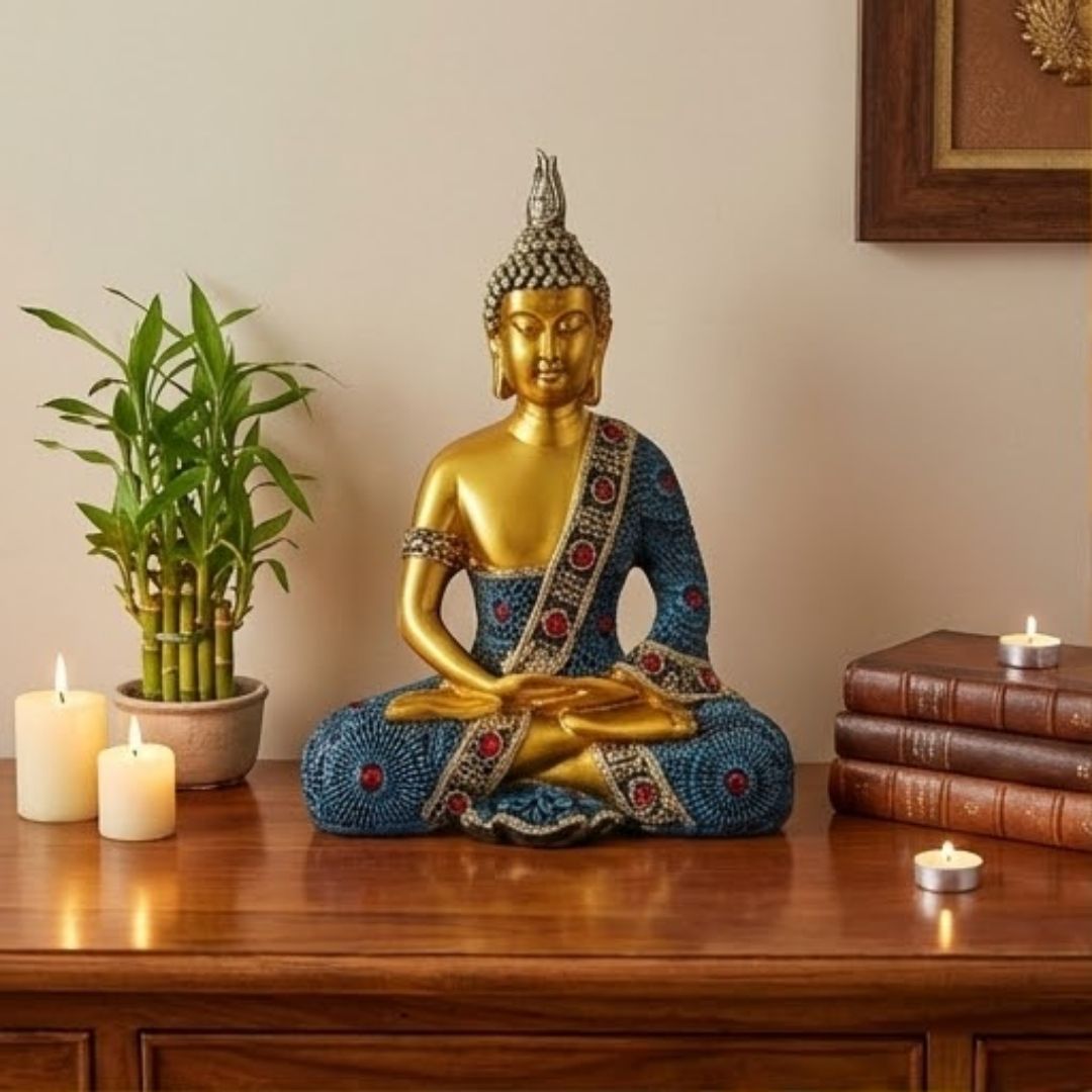 Golden Meditating Buddha Figurine – Symbol of Grace, Energy, and Balance – Perfect for Home Decor
