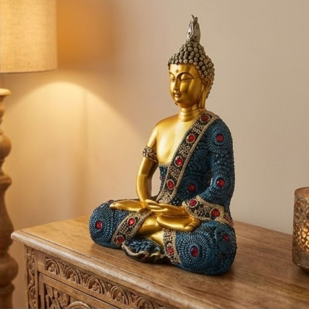 Golden Meditating Buddha Figurine – Symbol of Grace, Energy, and Balance – Perfect for Home Decor
