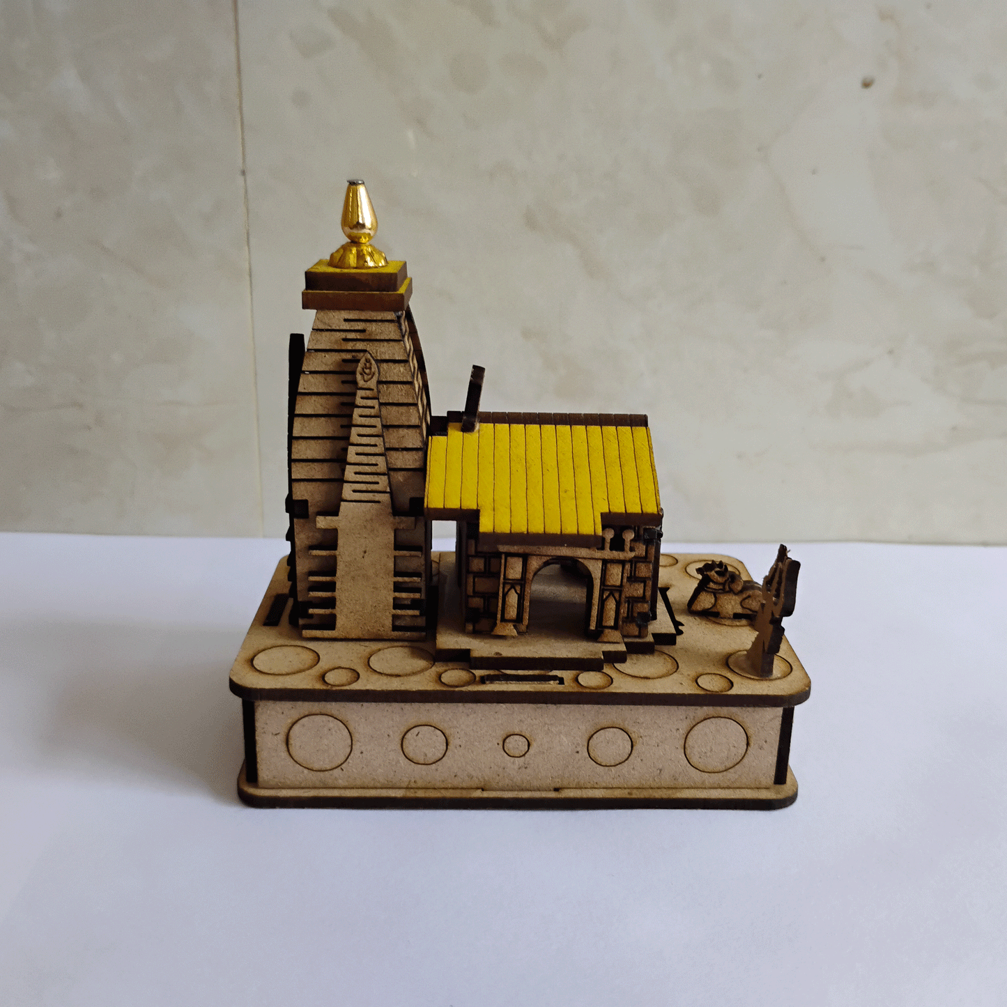 Handcrafted Wooden Kedarnath Temple Showpiece | Spiritual Decor and Thoughtful Gift