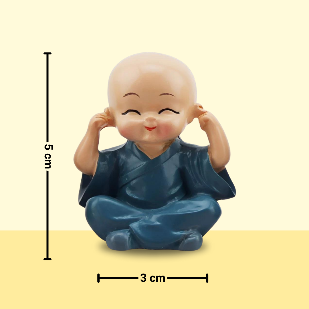 Resin Buddha Monk Statues - Set of 4 Good Luck Figurines for Indoor & Outdoor Decoration | Perfect for Garden, Car Dashboard, Porch, and Yard