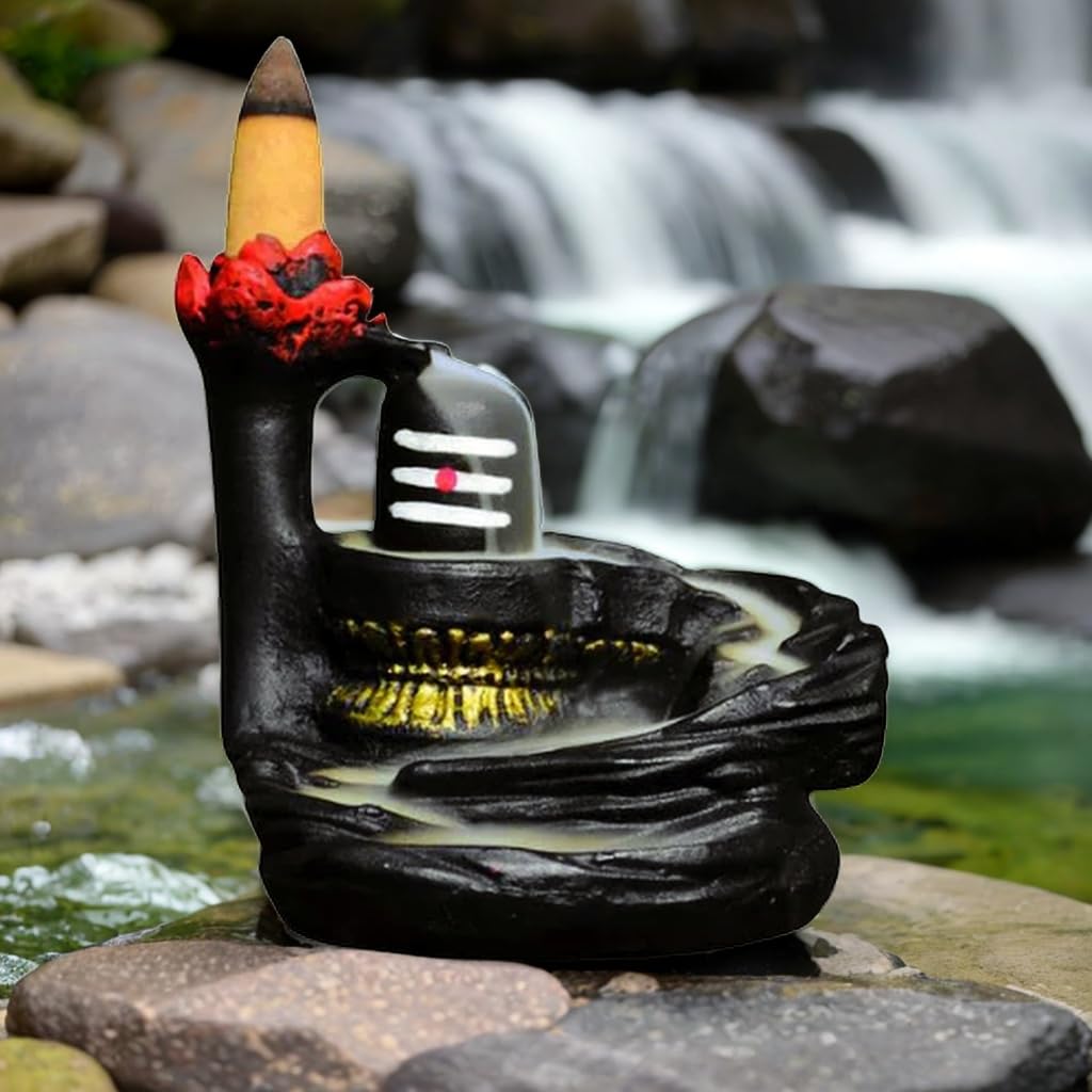 Smoke Backflow Shivling with Backflow Cones – Decorative Black Shivling Incense Burner for Home