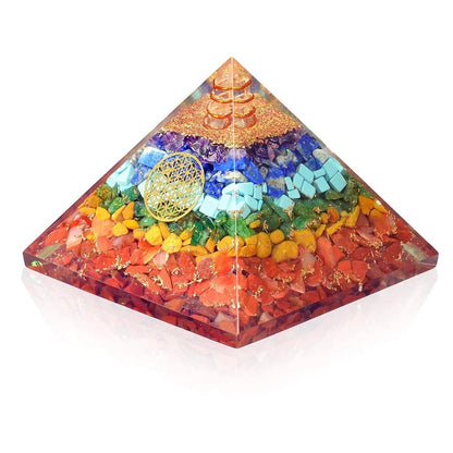 Natural 7 Chakra Crystal Orgone Pyramid for Balancing & Spiritual Connection - Decorative Showpiece