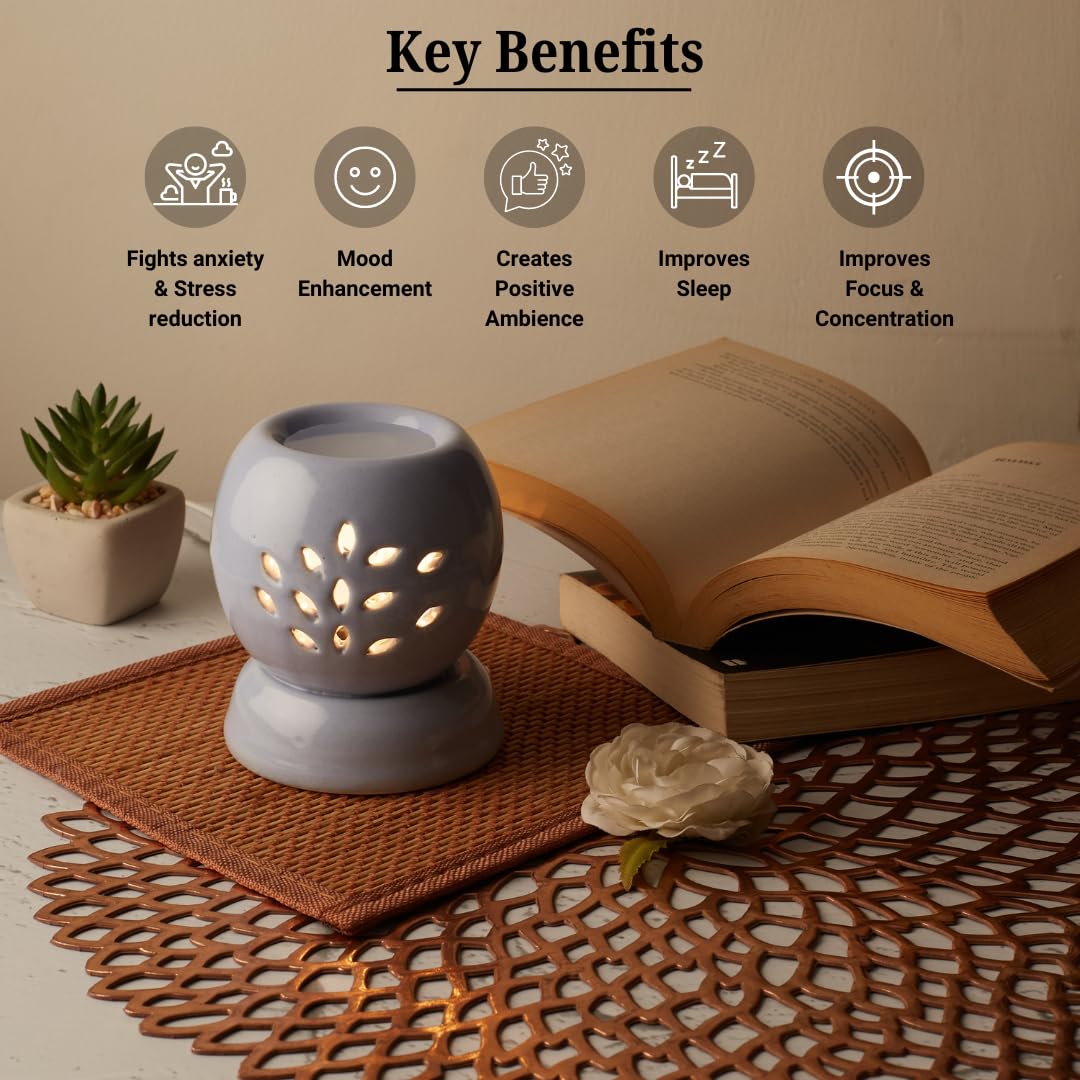 Electric Ceramic Aroma Diffuser for Home | Round-Shaped Aromatherapy Diffuser with Soothing Aroma Benefits for Relaxation and Stress Relief