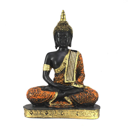 Handcrafted Meditating Monk Samadhi Buddha Figurine – Decorative Resin Showpiece for Home and Gifts (Orange)