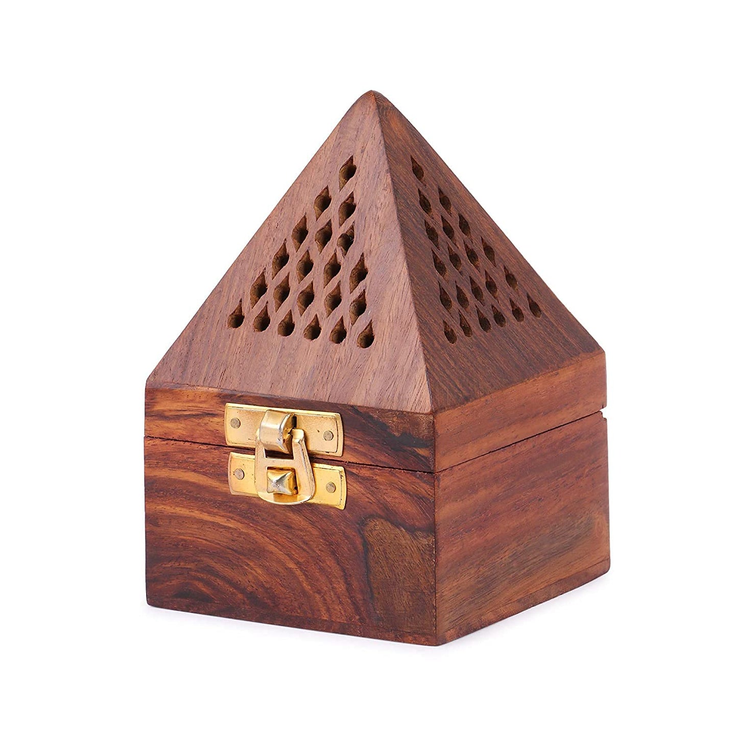 Handcrafted Wooden Stand for Dhoop, Loban, Agarbatti with Metal Plate – Traditional Brown Holder for Puja and Meditation