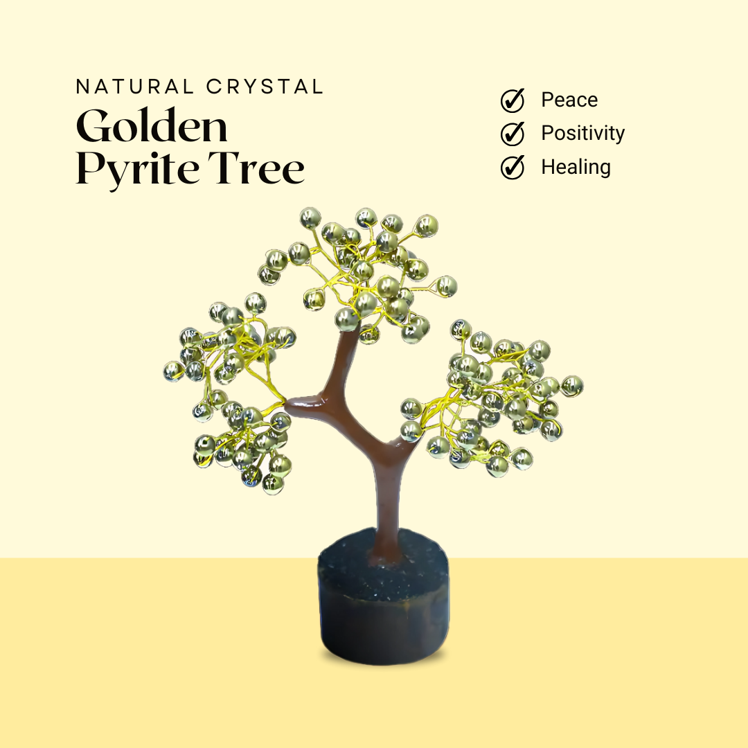 Golden Pyrite Crystal Tree for Success, Abundance, Luck, and Prosperity | Decorative Showpiece