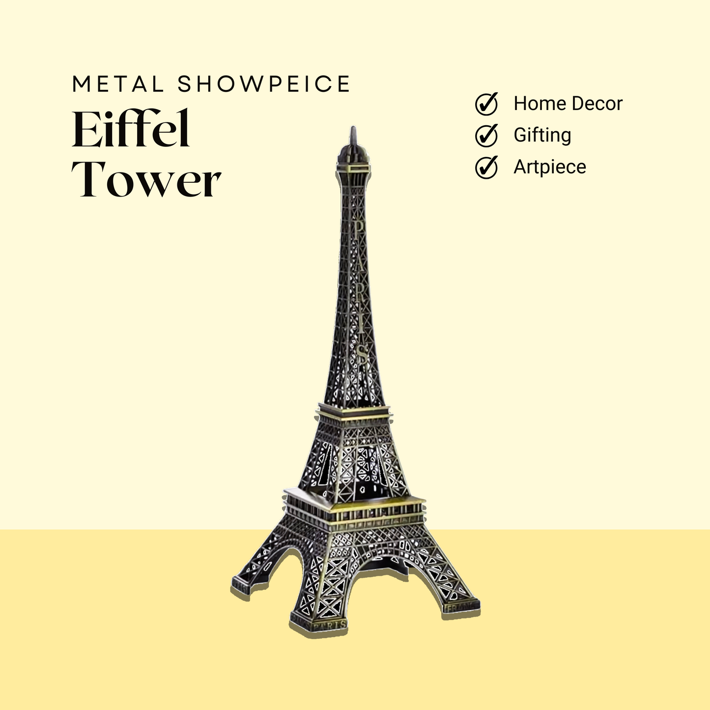 3D Metal Paris Eiffel Tower Statue | Decorative Landmark Showpiece for Home and Office | Perfect Gift