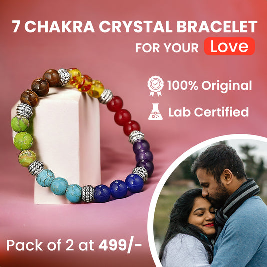 Pack of 2- Original 7 Chakra Crystal Bracelet for Love.
