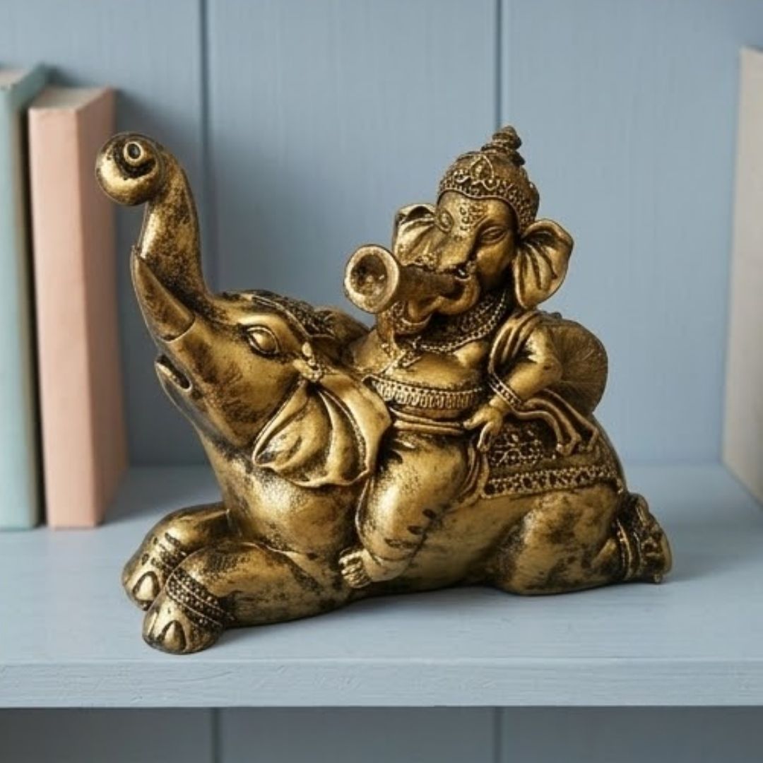 Ganesha Playing Trumpet Figurine – Symbol of Vibrancy, Success, and Energy – Perfect for Home Decor