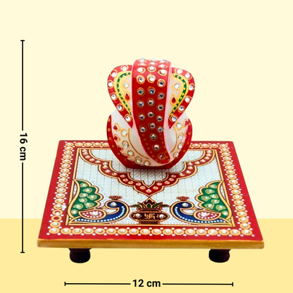 Handcrafted Marble Ganesh Ji Chowki Set – Diwali Special Ganesh Ji & Chowki