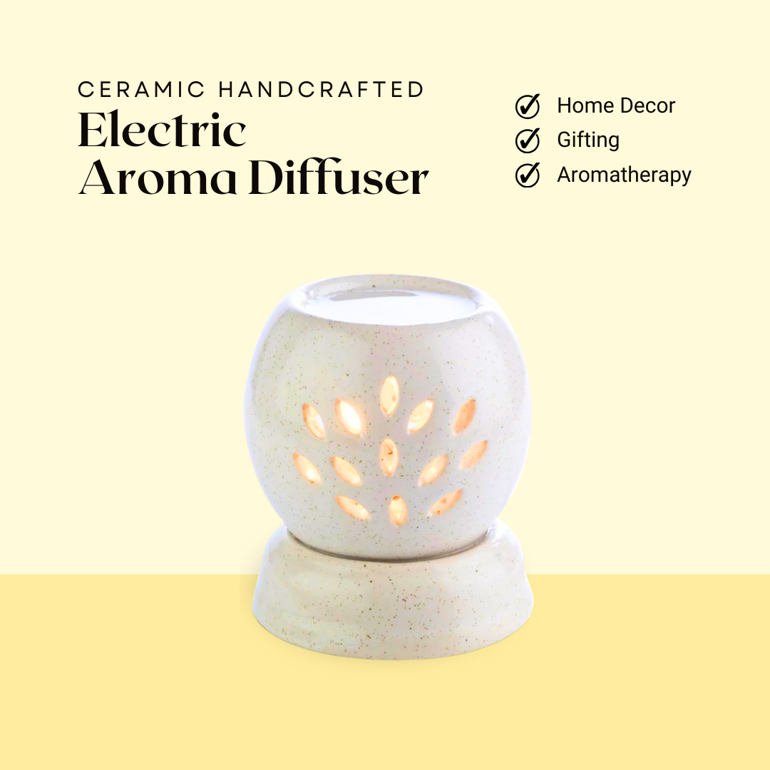 Electric Ceramic Aroma Diffuser for Home | Round-Shaped Aromatherapy Diffuser with Soothing Aroma Benefits for Relaxation and Stress Relief