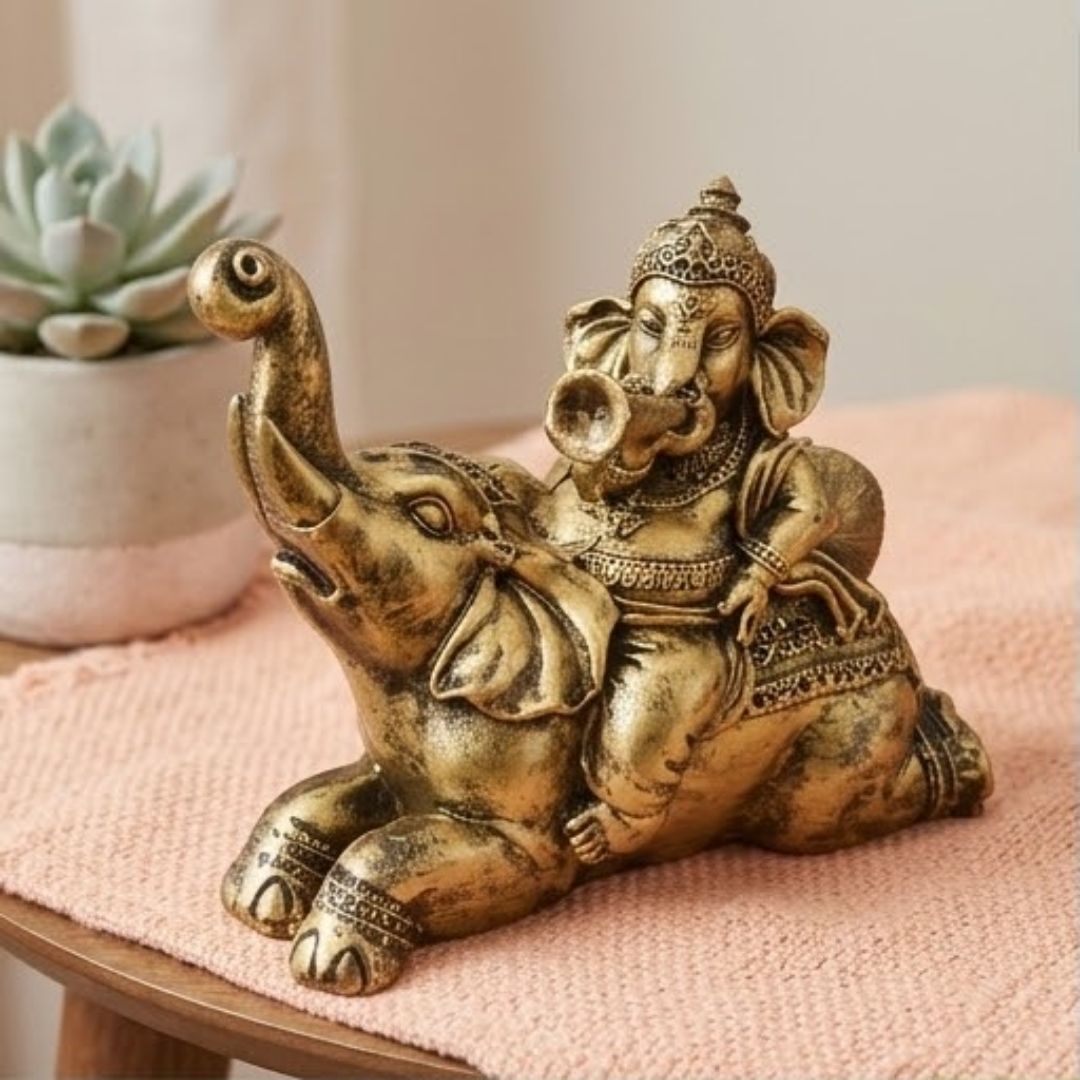 Ganesha Playing Trumpet Figurine – Symbol of Vibrancy, Success, and Energy – Perfect for Home Decor