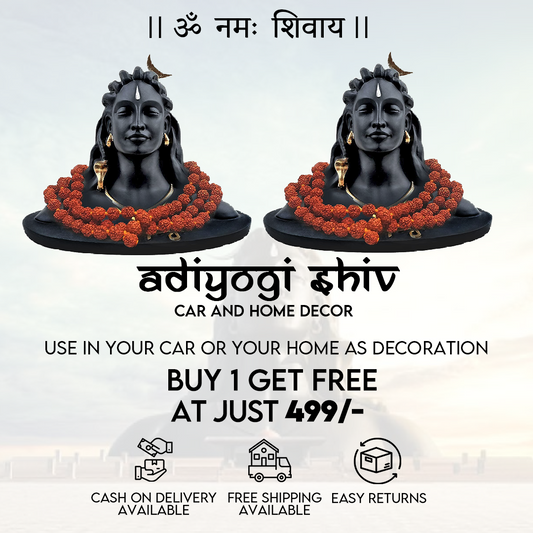 Matte Black Color Adiyogi Shiva Idol for Home Decor, Gift & Puja, Car Dashboard Statue | Made in India, Resin, 16.5 cm x 11cm x 13 cm - Pack of 2