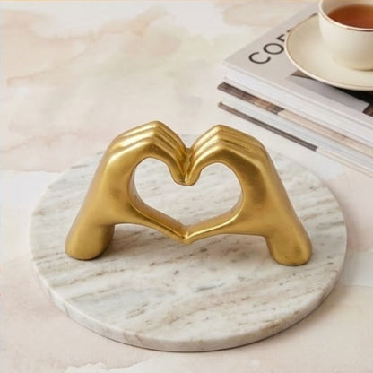 Golden Heart Hands Figurine – Symbol of Compassion, Connection, and Harmony – Perfect for Home Decor