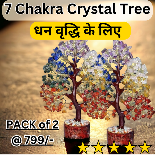Copy of Pack of 2- Seven Chakra Gemstone Tree Natural Crystal 150 Beads For Betterment of Health, Wealth & Prosperity, Positivity, Studies and Home Decor