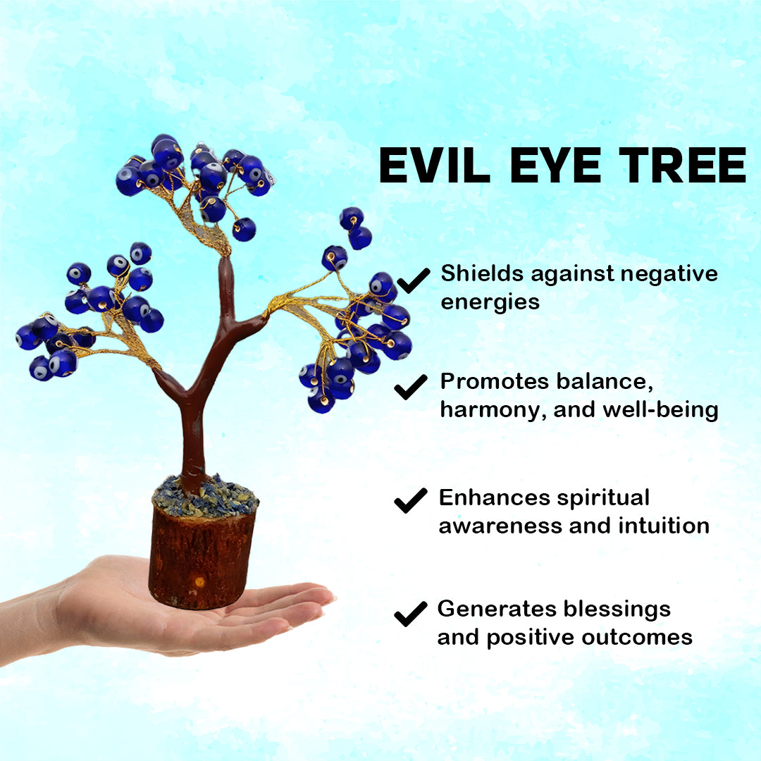 Blue Evil Eye Tree – Protection, Good Luck, and Stability Showpiece for Home, Table, and Office