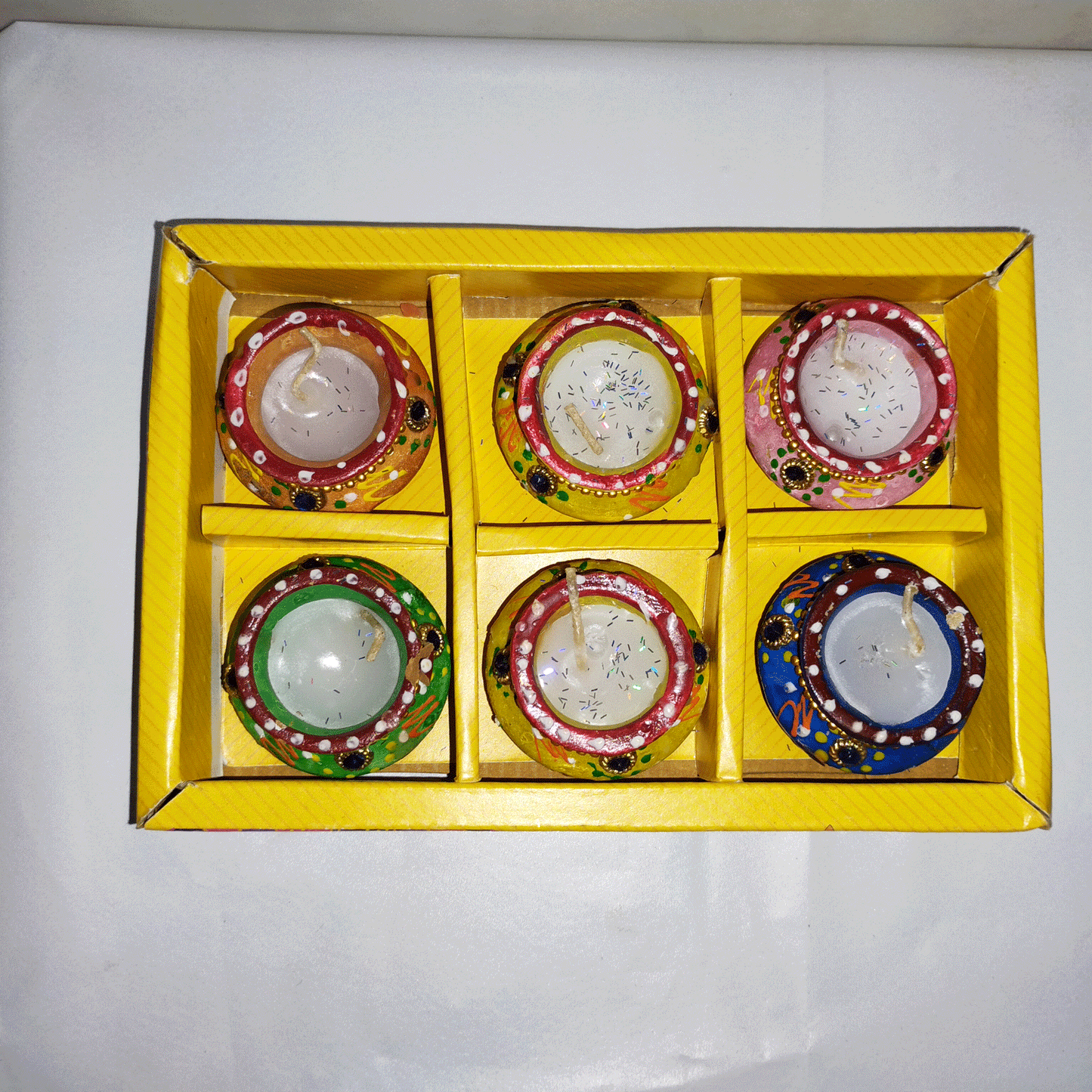 Matki Decorated Candles Pack For Decoration and Gifting - Multicolour