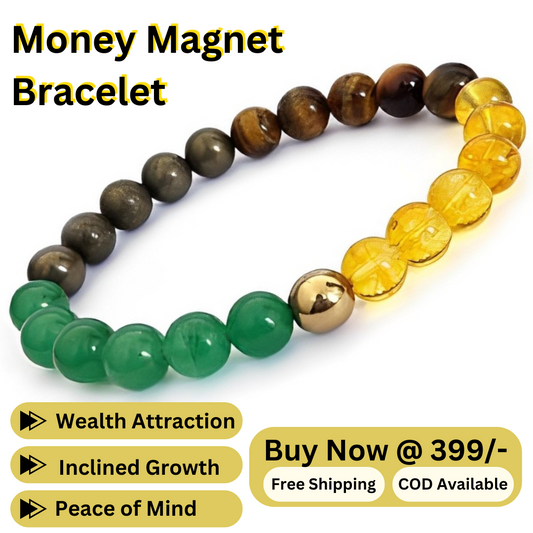 Money Magnet Crystal Bracelet For Wealth Income & Prosperity Citrine, Hematite, Green Aventurine, Pyrite, Tiger Eye For Unisex