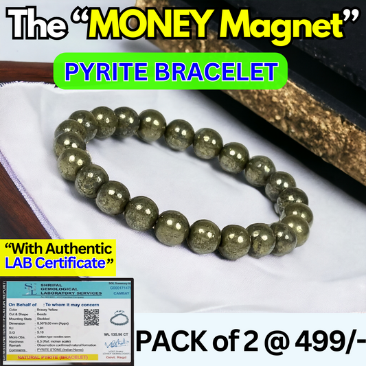 Copy of Certified Golden Pyrite Bracelets(Pack of 2) Reiki Healing Crystal Stone 6 Mm Bracelet, Charged By Reiki Grandmaster & Vastu Expert For Unisex Adult