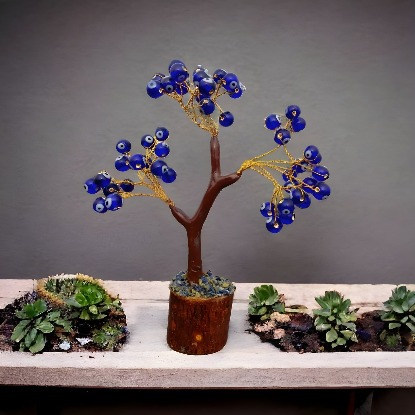 Blue Evil Eye Tree – Protection, Good Luck, and Stability Showpiece for Home, Table, and Office