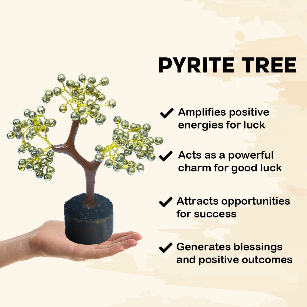 Golden Pyrite Crystal Tree for Success, Abundance, Luck, and Prosperity | Decorative Showpiece