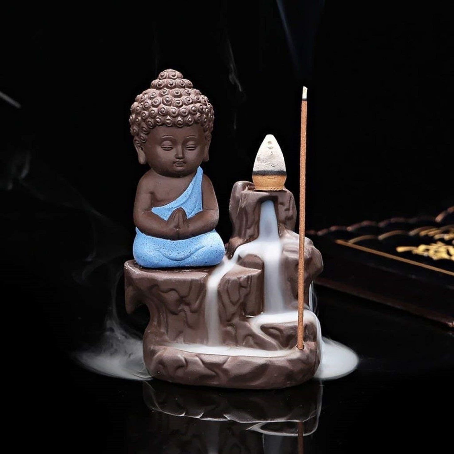 Pack of 2 - Smoke Buddha Fountain Incense Burner | Reverse Flow Design | Home Decor Gift - Resin Material Pack of 1