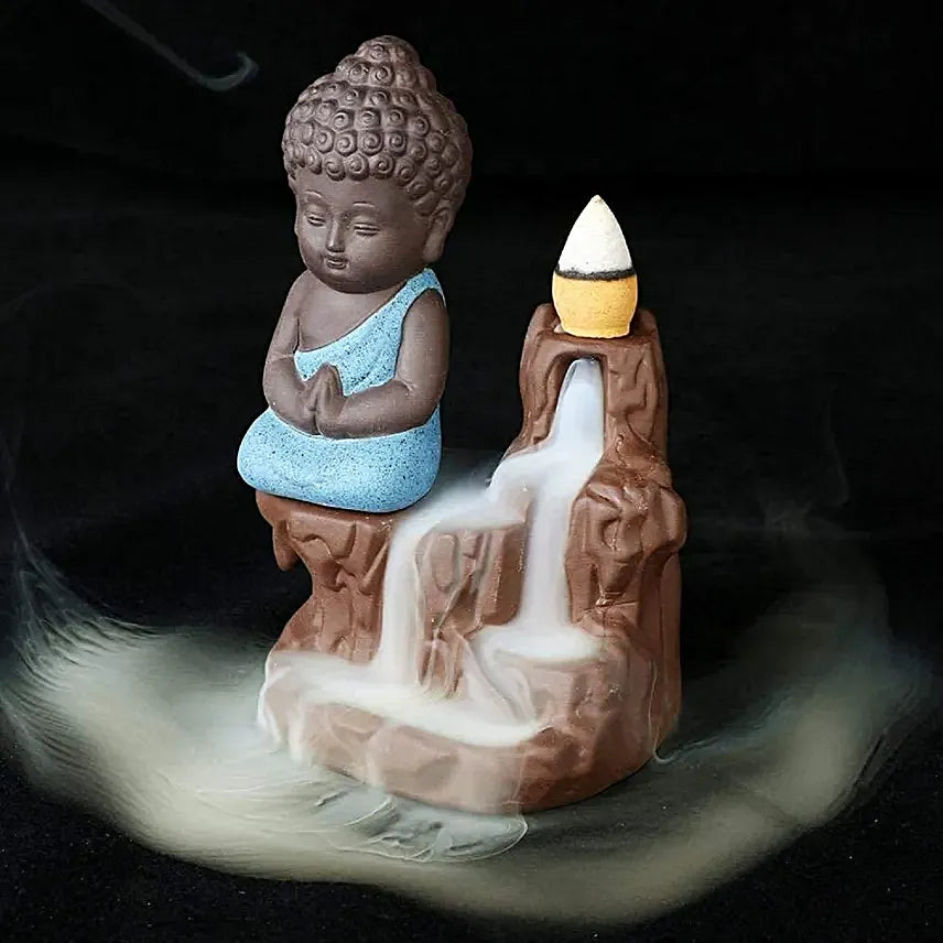 Pack of 2 - Smoke Buddha Fountain Incense Burner | Reverse Flow Design | Home Decor Gift - Resin Material Pack of 1