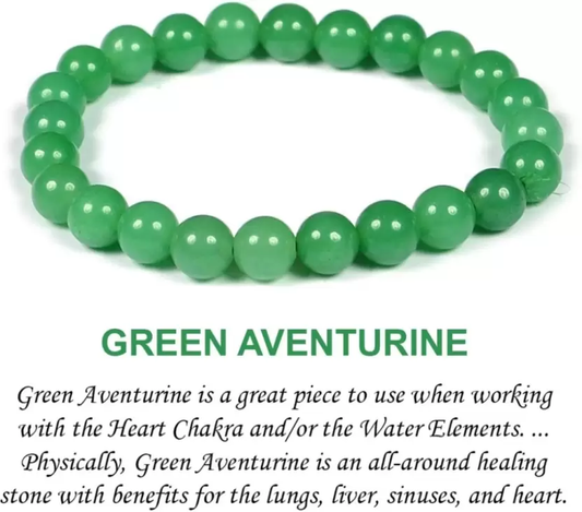 Certified Natural Green Aventurine Round Beads Crystal Stone Bracelet