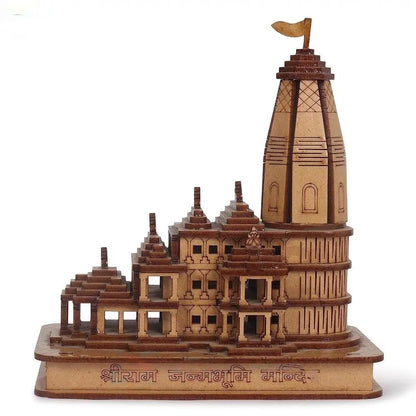 Ram Janm Bhoomi Ayodhya Temple Wooden Showpiece - Brown Decorative Sculpture for Home & Office