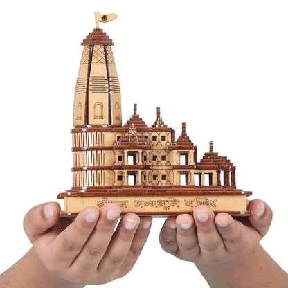 Ram Janm Bhoomi Ayodhya Temple Wooden Showpiece - Brown Decorative Sculpture for Home & Office