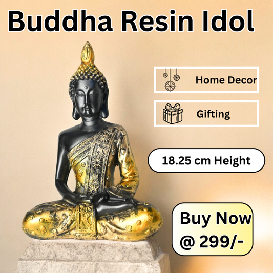 Unique Meditating Sitting Buddha Statue - Elegant Black Showpiece Idol for Home Decor and Gifts - 8 Inches