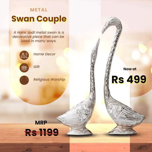 Kissing Swan Pair/Duck Showpiece – Elegant White Metal Pair for Wedding and Home Decor