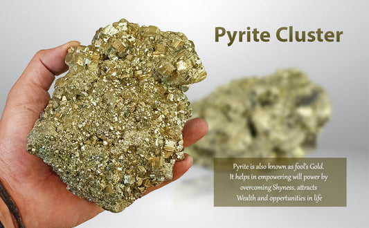 AGATE Products Pyrite Stone Original Stone for Wealth and Business Luck/Vastu/Working Table Decor with Increased Will power and Manifestation